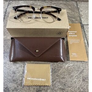 Eyebuydirect BORDERLINE Tortoise Eyeglasses Frames 51-21-140 C2 w/Case NWOT G12